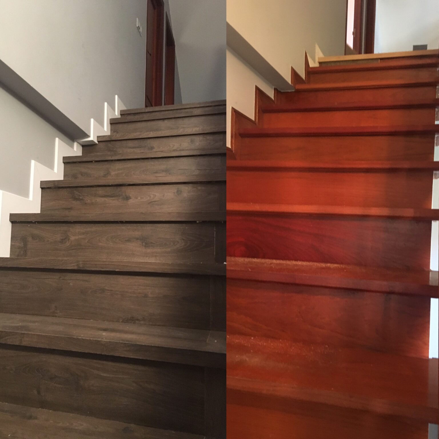 forrado de escaleras antes vs después