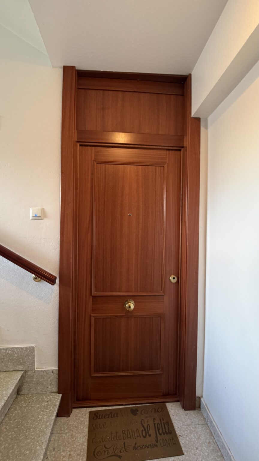 puerta de entrada exterior madera oscura tirador clásico (2)